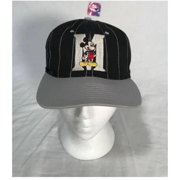 Vintage adult unisex Mickey Mouse Pinstripe Snapback Hat By Fresh Caps - Picture 3 of 11